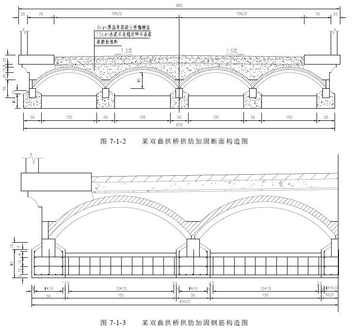 某雙曲拱橋拱肋加固鋼筋構(gòu)造圖